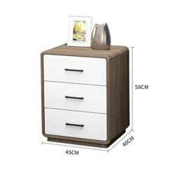 Nightstand Nightstand, Bedside Tables With 3 White Drawers, Modern Wooden End Tables For Bedroom, Living Room End Table (Color : Black)