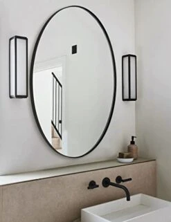 ANDY STAR Black Oval Mirror, 22x30 Oval Black Bathroom Mirror, Oval Vanity Mirror Matte Black Oval Mirrors For Bathroom Stainless Steel Metal Frame Pill Mirror Wall Mount Horizontal Or Vertical