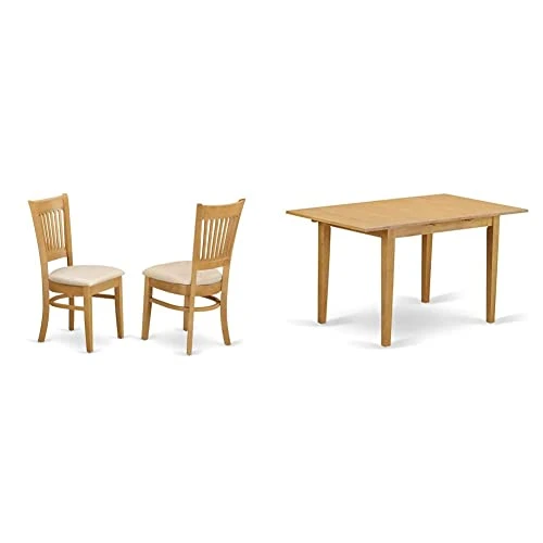 East West Furniture VAC-Oak-C Dining Chairs, Upholstered Seat & Modern NFT T Dining Room Table Rectangular Tabletop And 53.5 X 31.5 X 29-Oak Finish 1 East West Furniture VAC-Oak-C Dining Chairs, Upholstered Seat & Modern NFT T Dining Room Table Rectangular Tabletop And 53.5 X 31.5 X 29-Oak Finish
