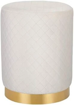 BIRDROCK HOME Round Cream Velvet Ottoman Foot Stool With Lattice Design – Soft Compact Padded Stool – Gold Trim - Great For The Living Room Or Bedroom – Decorative Furniture – Foot Rest -Safavieh Furniture 31enhQOXIxL. AC