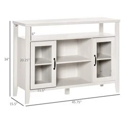 HOMCOM Farmhouse Sideboard Buffet Cabinet, Coffee Bar Cabinet With Storage Shelves, Kitchen Cabinet With 2 Framed Glass Doors And Anti-Topple, White -Safavieh Furniture 31evBxKuneL