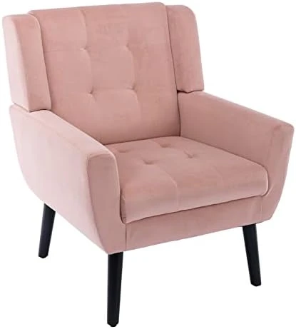 Dolonm Midcentury Modern Accent Chair With Arms, Upholstered Fabric Reading Side Chair Tufted Back Decorative Wingback Chair For Living Room Bedroom (Light Grey) 15 Dolonm Midcentury Modern Accent Chair With Arms, Upholstered Fabric Reading Side Chair Tufted Back Decorative Wingback Chair For Living Room Bedroom (Light Grey) - Image 15