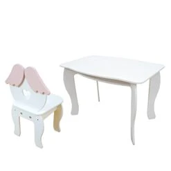 Woodandhearts Montessori Toddler Table And Chair Set Wooden White Angel Toddler Chair And Puzzle Table Gift For 1 Year Old Waldorf Handmade Furniture