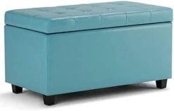 SIMPLIHOME Cosmopolitan 34 Inch Wide Rectangle Lift Top Storage Ottoman In Upholstered Stone Grey Tufted Faux Leather, Footrest Stool, Coffee Table For The Living Room, Bedroom And Kids Room -Safavieh Furniture 31fDltjFE3L. AC