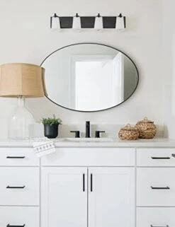 ANDY STAR Black Oval Mirror, 22x30 Oval Black Bathroom Mirror, Oval Vanity Mirror Matte Black Oval Mirrors For Bathroom Stainless Steel Metal Frame Pill Mirror Wall Mount Horizontal Or Vertical -Safavieh Furniture 31fPubEwu0L