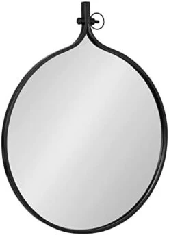 Kate And Laurel Yitro Round Industrial Modern Metal Framed Wall Mirror, 23.5x28.5, Black -Safavieh Furniture 31fYg9HR3L. AC