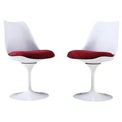 STYLIFING 3 Pieces Dining Table Set Mid-Century Modern Tulip Dining Table And 2 Swivel Fabric Upholstered Dining Chairs In Red,Kitchen Table And Chairs For 2 Person -Safavieh Furniture 31fcxyguorL