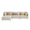 Familymill 108'' Linen L-Shaped Sectional Sofa With Removable Ottoman And 3 Pillows