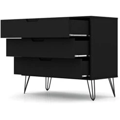 Manhattan Comfort Rockefeller Mid-Century Modern 3 Drawer Bedroom Dresser, 35.24", Black -Safavieh Furniture 31gaajpNKmL