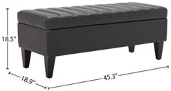 Amazon Brand – Rivet Channel-Tufted Velvet Storage Ottoman With Soft-Close Hinge, 45.3"W, Black 8 Amazon Brand – Rivet Channel-Tufted Velvet Storage Ottoman With Soft-Close Hinge, 45.3"W, Black -Safavieh Furniture 31giQFz68wL