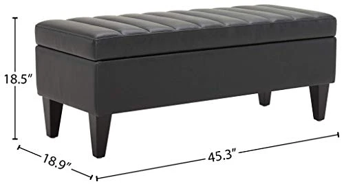 Amazon Brand – Rivet Channel-Tufted Velvet Storage Ottoman With Soft-Close Hinge, 45.3"W, Black 4 Amazon Brand – Rivet Channel-Tufted Velvet Storage Ottoman With Soft-Close Hinge, 45.3"W, Black - Image 4