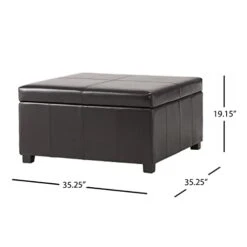 Christopher Knight Home Living Berkeley Brown Leather Square Storage Ottoman, Espresso -Safavieh Furniture 31gpDji5gBL