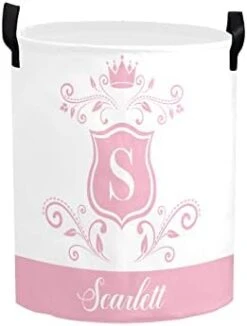 Personalized Laundry Basket Hamper,Princess Pink Dots,Collapsible Storage Baskets With Handles For Kids Room,Clothes, Nursery Decor -Safavieh Furniture 31gqczVNTtL. AC