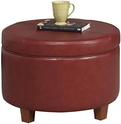 HomePop Round Leatherette Storage Ottoman With Lid, Chocolate Brown Large 12 HomePop Round Leatherette Storage Ottoman With Lid, Chocolate Brown Large - Image 12