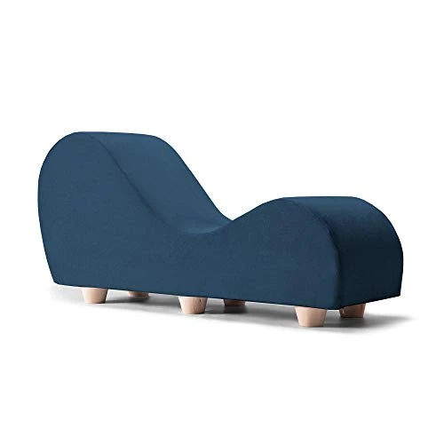 Avana Chaise Lounge Chair For Stretching And Relaxation, Maple Wood Feet, Microvelvet - Marine 4 Avana Chaise Lounge Chair For Stretching And Relaxation, Maple Wood Feet, Microvelvet - Marine - Image 4