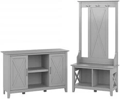 Bush Furniture Key West Entryway Storage Set With Hall Tree, Shoe Bench And 2 Door Cabinet, Washed Gray -Safavieh Furniture 31h3tG2ihgS. AC