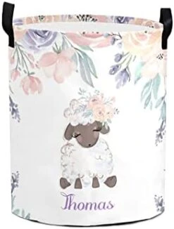 Rose Floral Elephant Personalized Laundry Hamper ,Custom Name Collapsible Waterproof Laundry Basket Storage Bins With Handle For Clothes,Toy,Nursery -Safavieh Furniture 31hCwmFGXhL. AC