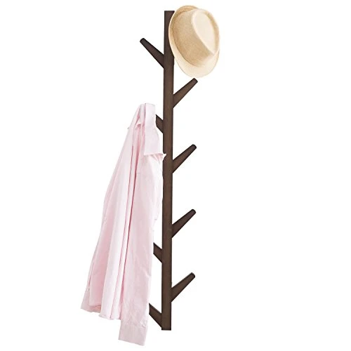 MyGift Wall Mounted Brown Bamboo Hall Tree Coat Rack, Hanging Narrow Hat Rack With 10 Peg Hooks 2 MyGift Wall Mounted Brown Bamboo Hall Tree Coat Rack, Hanging Narrow Hat Rack With 10 Peg Hooks - Image 2
