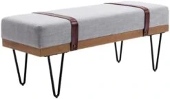 HEAH-YO Modern Indoor Bench, 18” Seat Height Entryway Bench With PU Leather Strap And Metal Legs, Linen Footstool And Ottoman For Living Room Bedroom, Gray 25 HEAH-YO Modern Indoor Bench, 18” Seat Height Entryway Bench With PU Leather Strap And Metal Legs, Linen Footstool And Ottoman For Living Room Bedroom, Gray -Safavieh Furniture 31hVQlJdLPL. AC