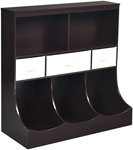 HONEY JOY Kids Toy Storage Organizer With Bookcase, 4-Cubby Organization Storage Cabinet W/Display Shelf, Wooden Toy Storage Unit For Playroom, Nursery Daycare(Gray) 7 HONEY JOY Kids Toy Storage Organizer With Bookcase, 4-Cubby Organization Storage Cabinet W/Display Shelf, Wooden Toy Storage Unit For Playroom, Nursery Daycare(Gray) - Image 7