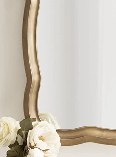 Kate And Laurel Hatherleigh Scallop Wooden Wall Mirror, 24 X 38, Antique Gold, Farmhouse Scalloped Wavy Mirror For Home Decor 2 Kate And Laurel Hatherleigh Scallop Wooden Wall Mirror, 24 X 38, Antique Gold, Farmhouse Scalloped Wavy Mirror For Home Decor - Image 2