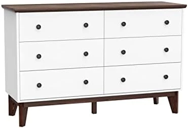 LYNSOM White Dresser For Bedroom, Modern 6 Drawer Double Dresser With Deep Drawers And Gold Knobs, Wood Storage Chest Of Drawers For Living Room, Office 7 LYNSOM White Dresser For Bedroom, Modern 6 Drawer Double Dresser With Deep Drawers And Gold Knobs, Wood Storage Chest Of Drawers For Living Room, Office - Image 7