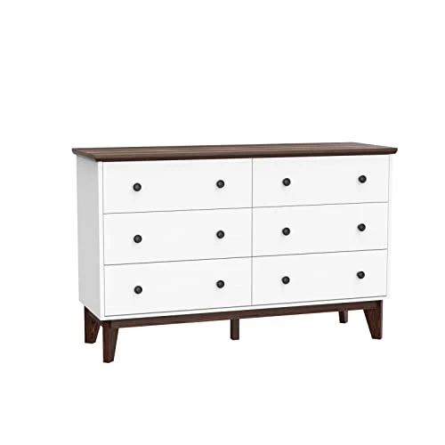 LYNSOM White Dresser For Bedroom, Modern 6 Drawer Double Dresser With Deep Drawers And Gold Knobs, Wood Storage Chest Of Drawers For Living Room, Office 1 LYNSOM White Dresser For Bedroom, Modern 6 Drawer Double Dresser With Deep Drawers And Gold Knobs, Wood Storage Chest Of Drawers For Living Room, Office