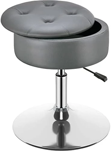 GREENSTELL Vanity Stool With Storage, 360°Swivel Makeup Stool, 17.9" To 24.2" Height Adjustable PU Leather Vanity Chair With Removeable Tray, Modern Round Ottoman For Bedroom Bathroom White 6 GREENSTELL Vanity Stool With Storage, 360°Swivel Makeup Stool, 17.9" To 24.2" Height Adjustable PU Leather Vanity Chair With Removeable Tray, Modern Round Ottoman For Bedroom Bathroom White - Image 6