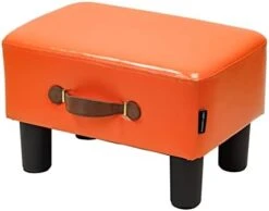 H&B Luxuries Footstool Small Ottoman, PU Leather Small Ottoman Foot Rest，16.14" Extended Rectangular Footstool With Carry，Ottoman For Living Room, Bedroom, Couch,Patio，Cloakroom (Light Brown) -Safavieh Furniture 31i4NZbFr8L. AC