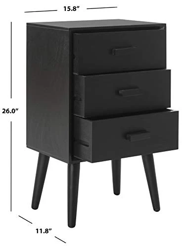 Safavieh Home Pomona Modern Black 3-drawer Chest 2 Safavieh Home Pomona Modern Black 3-drawer Chest - Image 2