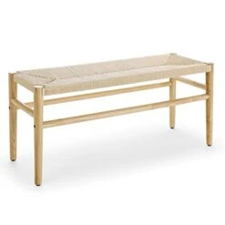 GENERIC Rustic Design Indoor Bench With Paper Cord And Rubber Wood Legs Natural Solid Finish -Safavieh Furniture 31iNqIZka0L