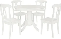 DOREL Living Aubrey 5 Piece Traditional Height Pedestal Dining Set, White 13 DOREL Living Aubrey 5 Piece Traditional Height Pedestal Dining Set, White -Safavieh Furniture 31iVpRYg0mL. AC