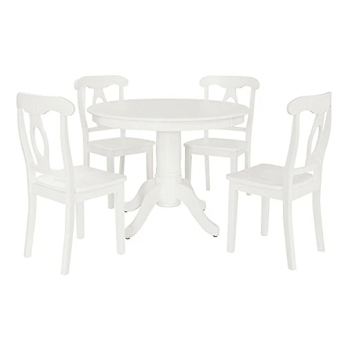 DOREL Living Aubrey 5 Piece Traditional Height Pedestal Dining Set, White 1 DOREL Living Aubrey 5 Piece Traditional Height Pedestal Dining Set, White