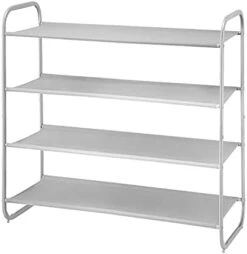 MAX Houser 4 Tier Shoe Rack Storage Organinzer 4 Shelf Shoe Rack Organizer，Entrance Fabric Shoe Shelf Small For Closet Entryway Hallway Bedroom(Light Gray) -Safavieh Furniture 31iXowC 4VS. AC