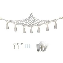 Storage Toy Hammock 1 Set Durable Storage Bohemian Style Triangular Wall Plush Toy Hammock Net With Light M