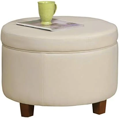 HomePop Round Leatherette Storage Ottoman With Lid, Chocolate Brown Large 9 HomePop Round Leatherette Storage Ottoman With Lid, Chocolate Brown Large - Image 9