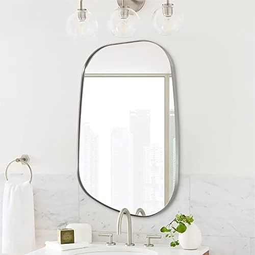 ANDY STAR Irregular Mirror Asymmetrical Mirror For Wall 24x36” Brushed Gold Bathroom Mirror, Modern Wall Mirror For Living Room Bathroom Vanity Framed Mirror Artistic Mirror 1” Deep Set Design 6 ANDY STAR Irregular Mirror Asymmetrical Mirror For Wall 24x36” Brushed Gold Bathroom Mirror, Modern Wall Mirror For Living Room Bathroom Vanity Framed Mirror Artistic Mirror 1” Deep Set Design - Image 6