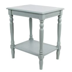 Decor Therapy Simplify Wood Accent Storage Shelf End Table, 24 X 19.5 X 15.75, Antique Artic Blue
