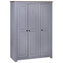 3-Door Wardrobe Gray 46.5"x19.7"x67.5" Pine Panama Range