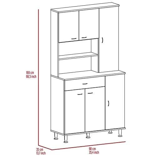 White Tall Wardrobe Cabinet, Kitchen Pantry Cupboard, Storage Buffet Cabinet, Sideboard With 6 Doors And A Drawer, Storage Cabinet For Entryway Dining Room Living Room 2 White Tall Wardrobe Cabinet, Kitchen Pantry Cupboard, Storage Buffet Cabinet, Sideboard With 6 Doors And A Drawer, Storage Cabinet For Entryway Dining Room Living Room - Image 2