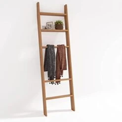 AKTOP Rustic Blanket Ladder 63 Inch, Adjustable Wood Blankets Holder Rack For Farmhouse Home Decor, 5-Tier Wall Leaning Ladders, Ladder Shelf Stand For Livingroom, Bedroom, Bathroom, Easy Assembly -Safavieh Furniture 31kbQ4ZdL L. AC
