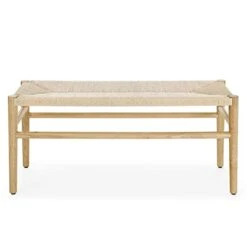Knocbel Farmhouse Entryway Bench With Woven Rope Top And Solid Wood Frame, Living Room Bedroom End Of Bed Bench, 250lbs Weight Capacity, 39.5" W X 14.5" D X 17.5" H (Natrual) 14 Knocbel Farmhouse Entryway Bench With Woven Rope Top And Solid Wood Frame, Living Room Bedroom End Of Bed Bench, 250lbs Weight Capacity, 39.5" W X 14.5" D X 17.5" H (Natrual) -Safavieh Furniture 31keoc9VA4L