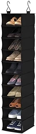ClosetMaid 4-Shelf Fabric Hanging Closet Organizer With Garment Rod For Shirts, Sweaters, Pants, Hats, Shoes, Purses With Charcoal Black Finish 9 ClosetMaid 4-Shelf Fabric Hanging Closet Organizer With Garment Rod For Shirts, Sweaters, Pants, Hats, Shoes, Purses With Charcoal Black Finish - Image 9