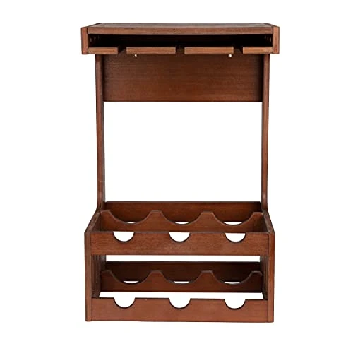 Mind Reader Floating Wine Rack, Wooden Storage Rack For 6 Bottles And 12 Stemmed Glasses, Natural Style Decor, Ideal For Home, Kitchen, Bar, Den, Brown 5 Mind Reader Floating Wine Rack, Wooden Storage Rack For 6 Bottles And 12 Stemmed Glasses, Natural Style Decor, Ideal For Home, Kitchen, Bar, Den, Brown - Image 5