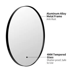 LOAAO 22"x30" Oval Bathroom Mirror - Matte Black Oval Mirror Wall Mounted With Black Metal Frame, Anti-Rust, Shatter-Proof, Tempered Glass -Safavieh Furniture 31lA3yuwIzL