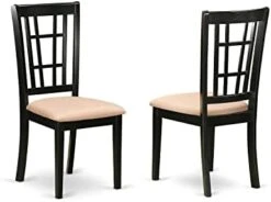 East West Furniture NIC-BLK-LC Nicoli Dining Room Chairs - Faux Leather Upholstered Wood Chairs, Set Of 2, Black -Safavieh Furniture 31lBAHK5qBL. AC