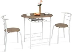 VINGLI 3 Piece Dining Set,Small Kitchen Table Set For 2,Breakfast Table Set,Kitchen Wooden Table And 2 Chairs For Small Space/Dining Room/Apartment,Metal Frame,Wine Rack,White&Light Oak 22 VINGLI 3 Piece Dining Set,Small Kitchen Table Set For 2,Breakfast Table Set,Kitchen Wooden Table And 2 Chairs For Small Space/Dining Room/Apartment,Metal Frame,Wine Rack,White&Light Oak -Safavieh Furniture 31lEMxlSU L. AC