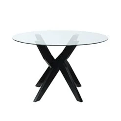 Steve Silver Amalie Round Black And Clear Glass Dining Table -Safavieh Furniture 31lHsW1SgyL