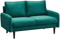 INSTORY Modern Sofa Set Velvet Sofa & Loveseat Set 2 Piece Tufted Couch Set With Wooden Legs For Living Room, Office - Space Blue -Safavieh Furniture 31la6B2DZZL. AC