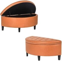 Joveco 43.5" Storage Bench- Velvet Half Moon Ottoman- Tufted Storage Ottoman With Rivet- Half Moon Storage Ottoman- Toy Chests & Storage Bench For Bedroom And Entryway (Gray) -Safavieh Furniture 31lrzn9qIL. AC